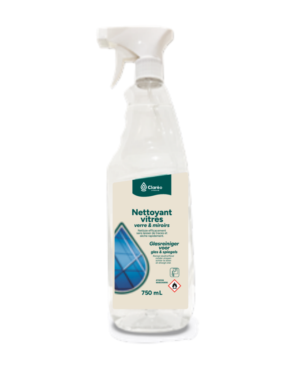 Nettoyant professionnel vitres et miroirs — 750 ml